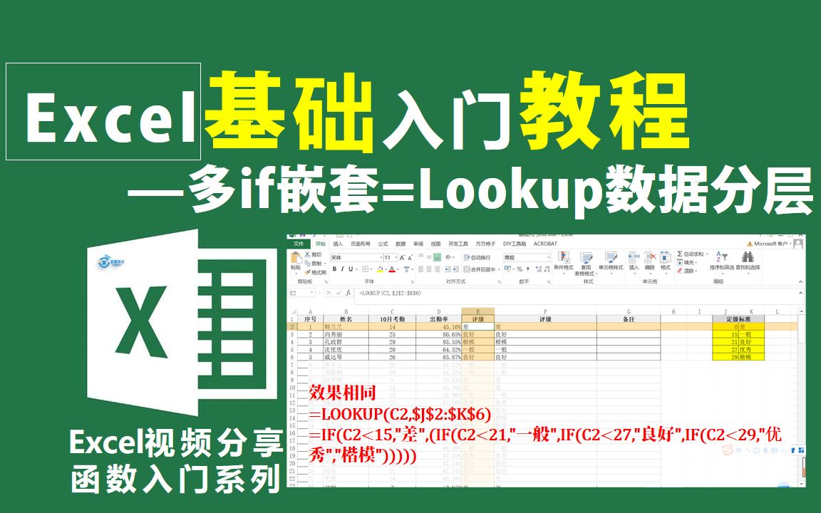 Excel中常用函数lookup与多层if实现数据分层【信息技术小课堂】哔哩哔哩bilibili