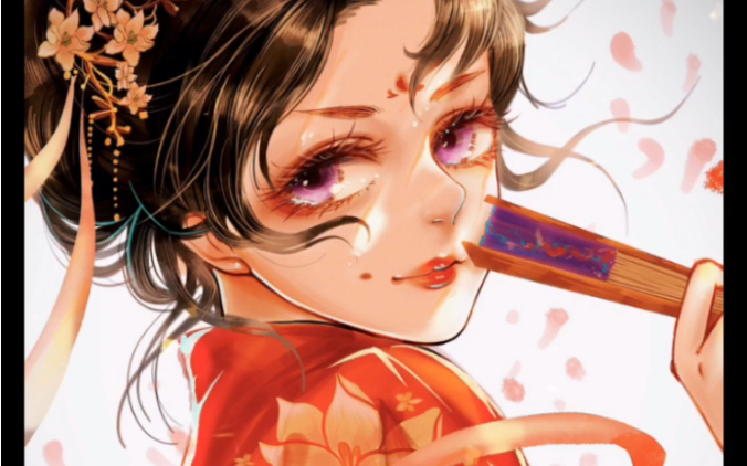 活动作品procreateipad速涂一张红衣紫眸的少女