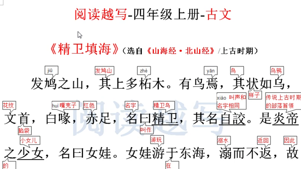 中小学文言文古文阅读学习,《精卫填海》的故事哔哩哔哩bilibili