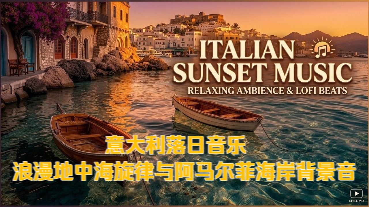 意大利落日音乐 | 浪漫地中海旋律与阿马尔菲海岸背景音