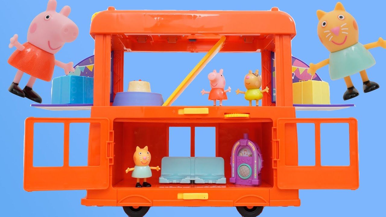 玩具拆箱:小猪佩奇的观光巴士玩具 早教 益智 育儿 玩具动画