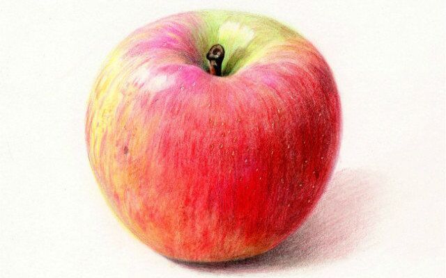 【又画】苹果-3(超写实彩铅技法)_哔哩哔哩_bilibili
