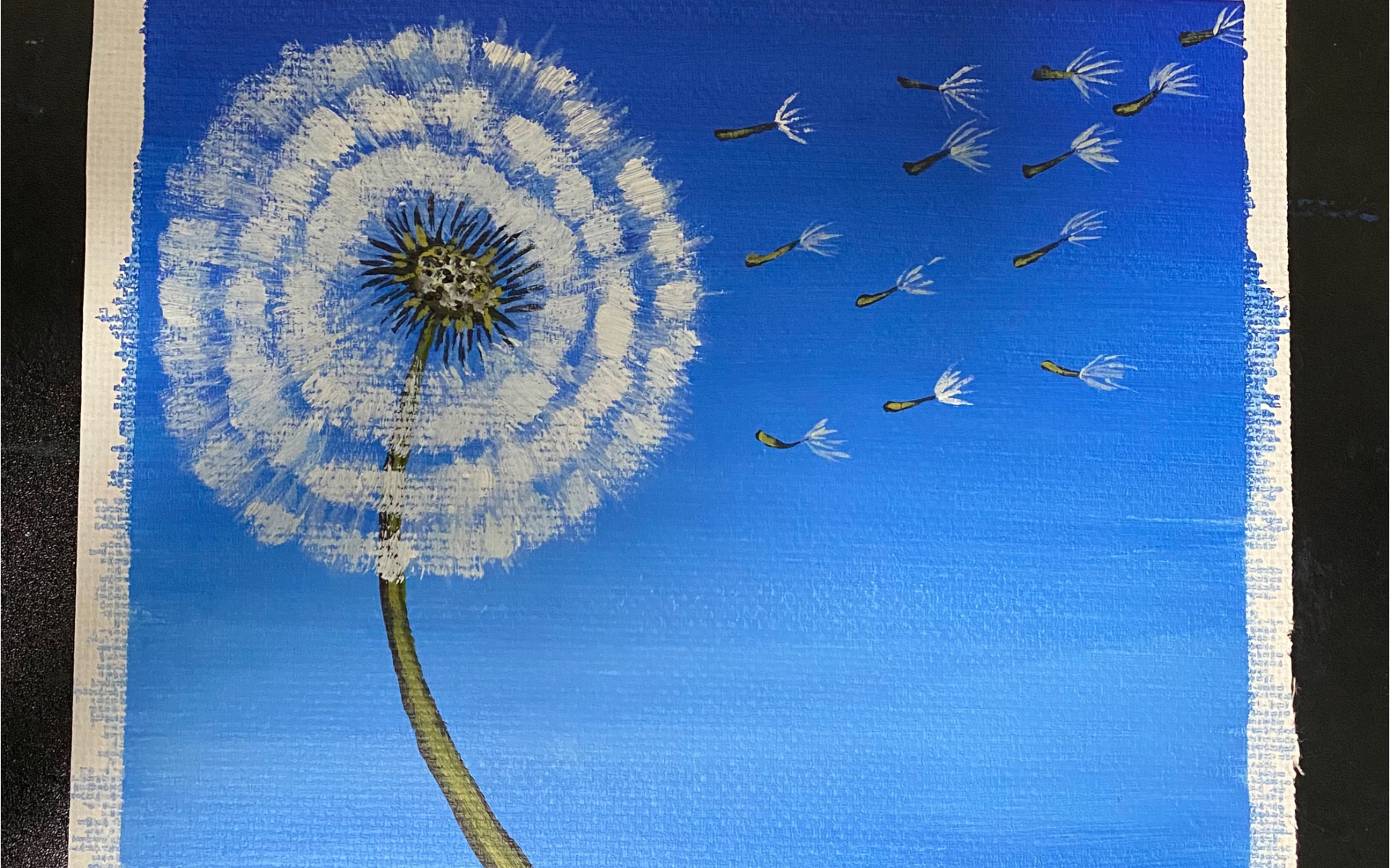 丙烯画纷飞蒲公英