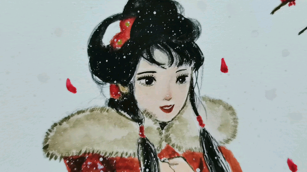 『水彩』『林黛玉』花谢花飞花满天  黛玉眉目     泪光点点两湾似蹙