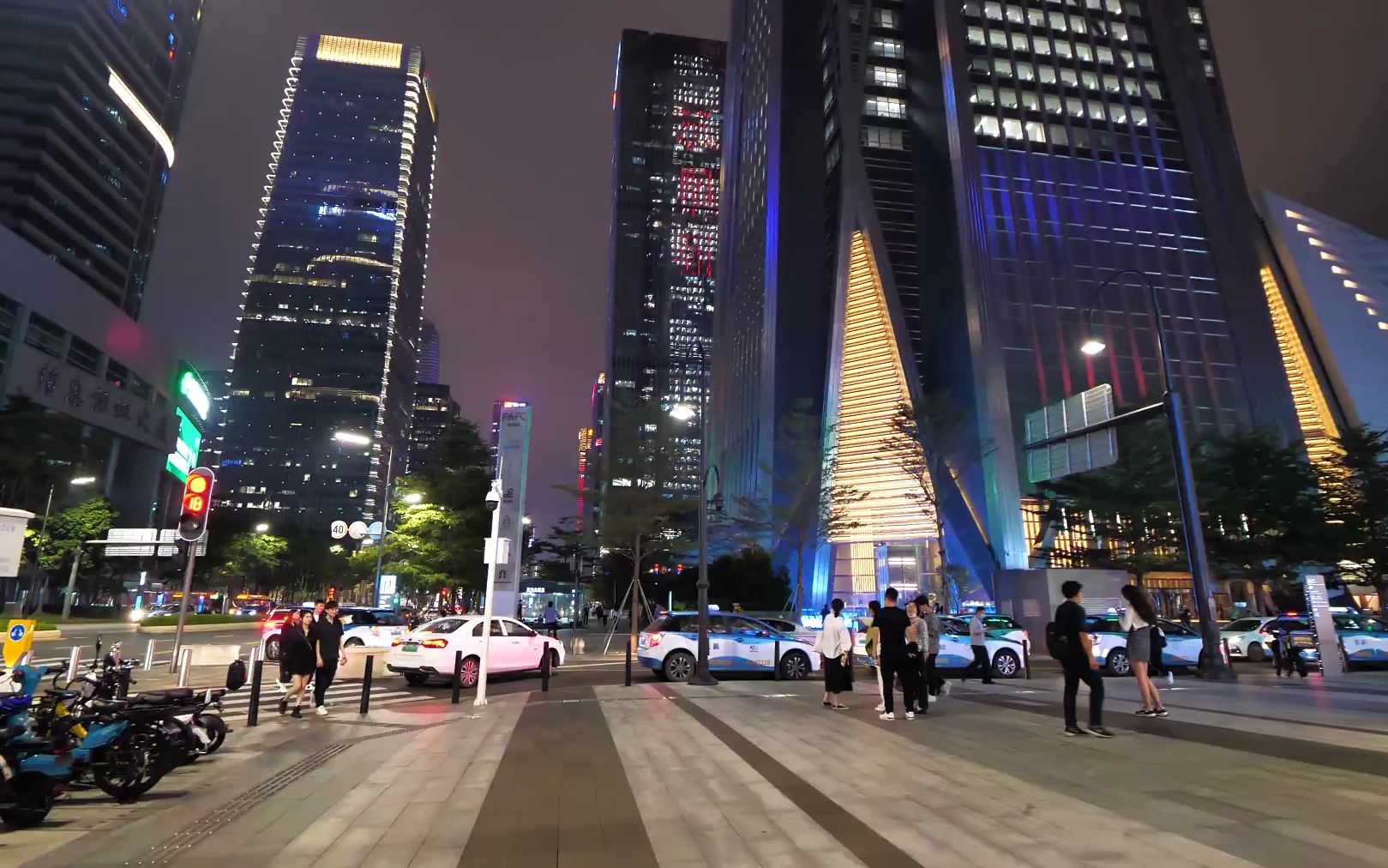 深圳城市街道散步 深圳城市夜景灯光