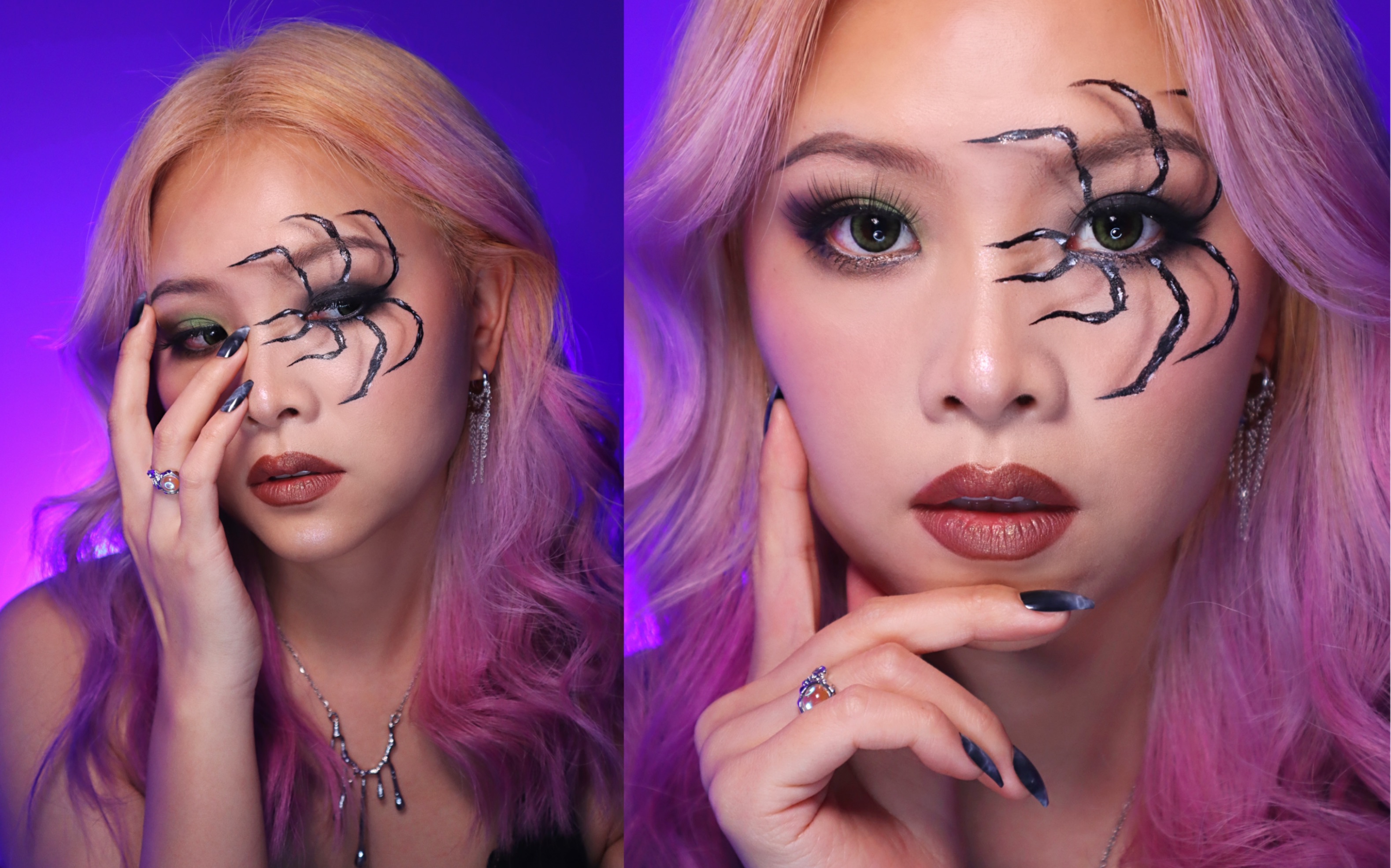 万圣节限定|胆小勿进|ins蜘蛛妆容化妆教程