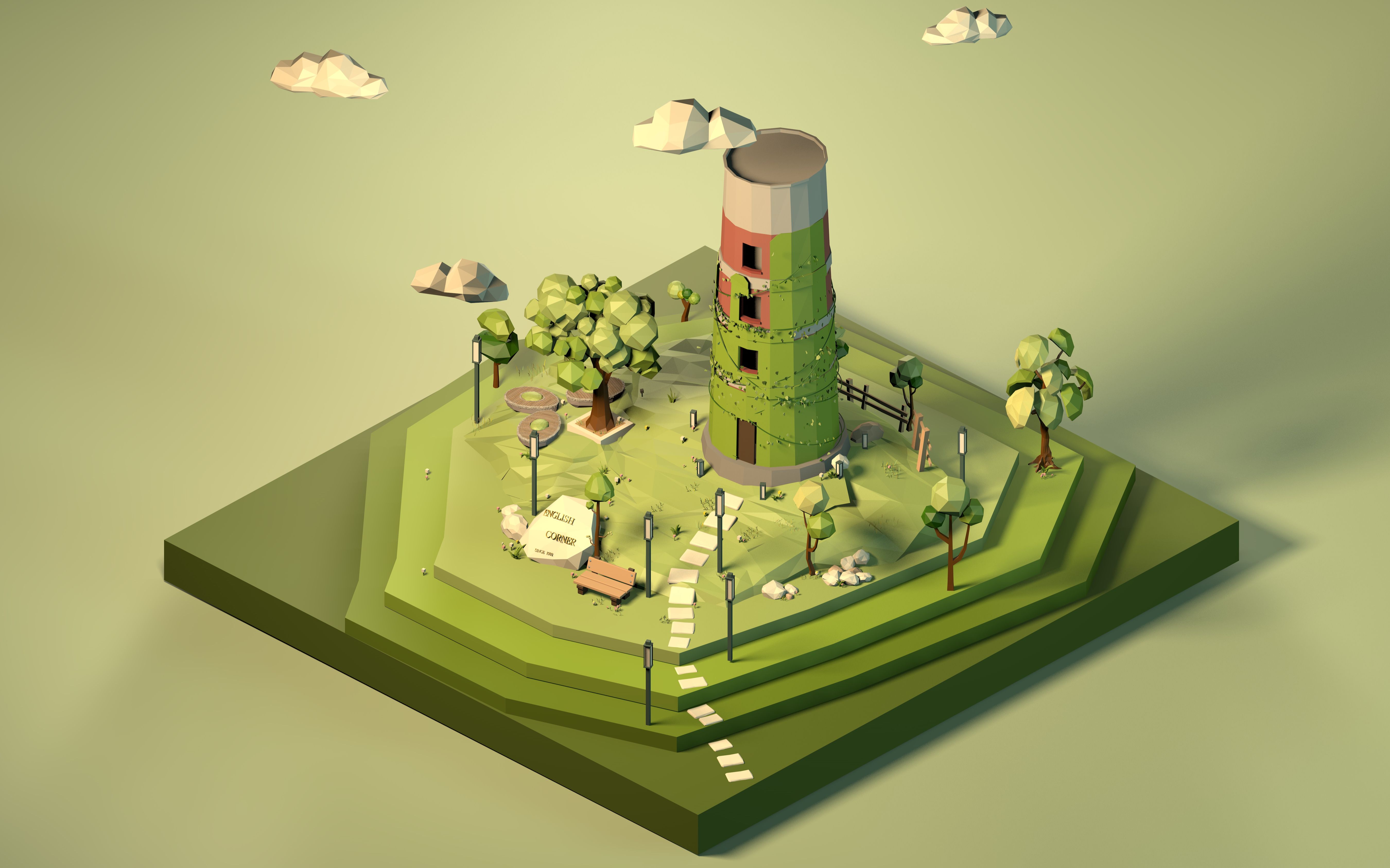 【c4d】学校的水塔和英语角_哔哩哔哩_bilibili