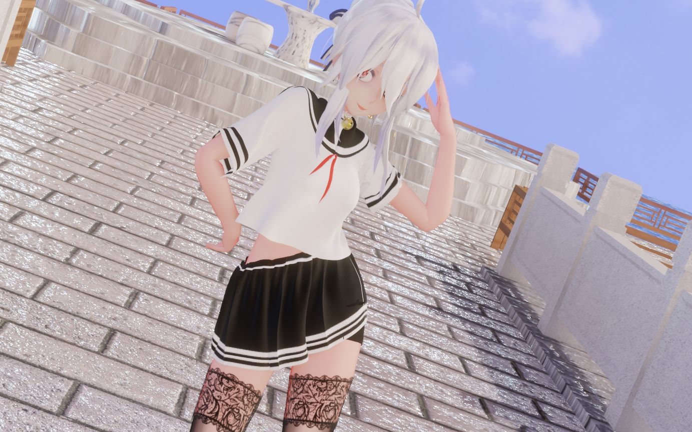【布料解算/弱音】黑丝水手服