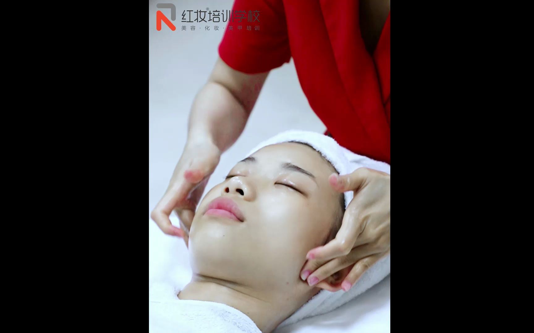海口红妆学校美容培训班面部五线排毒手法教程