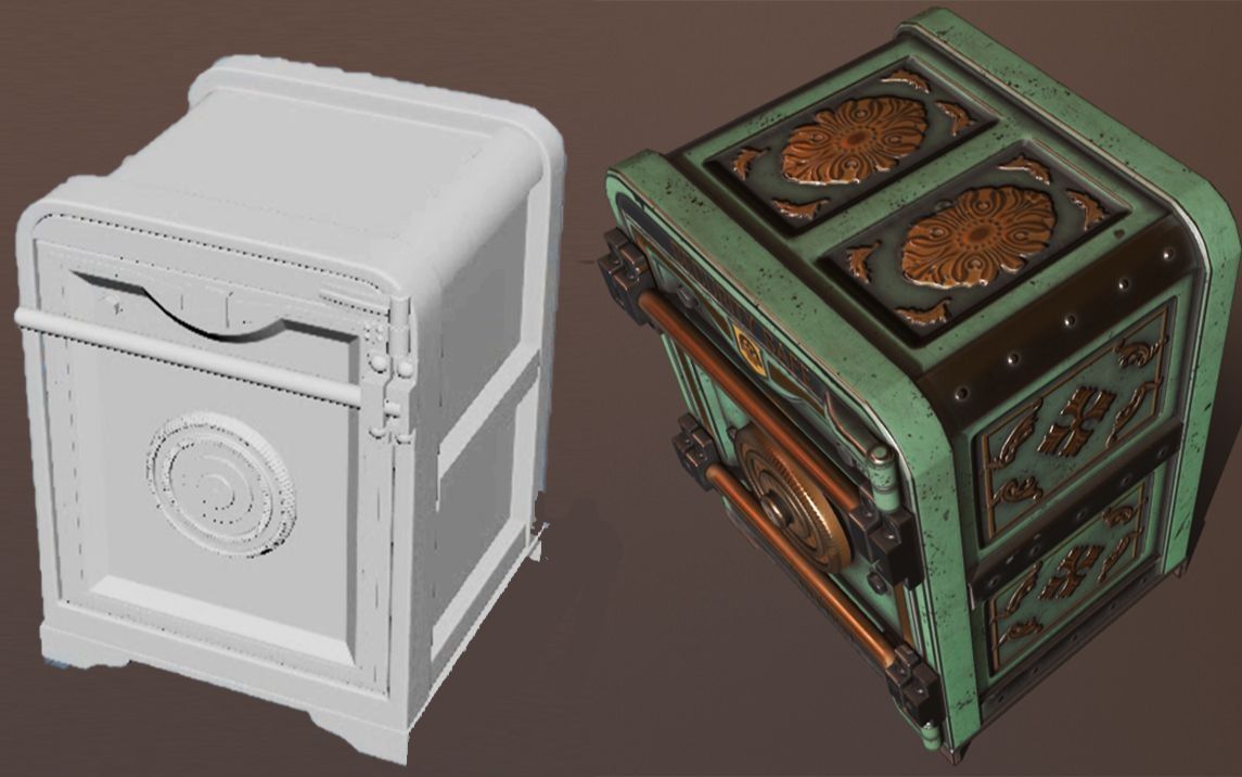 【maya道具建模】硬表面游戏道具—保险箱模型制作全过程,基础案例