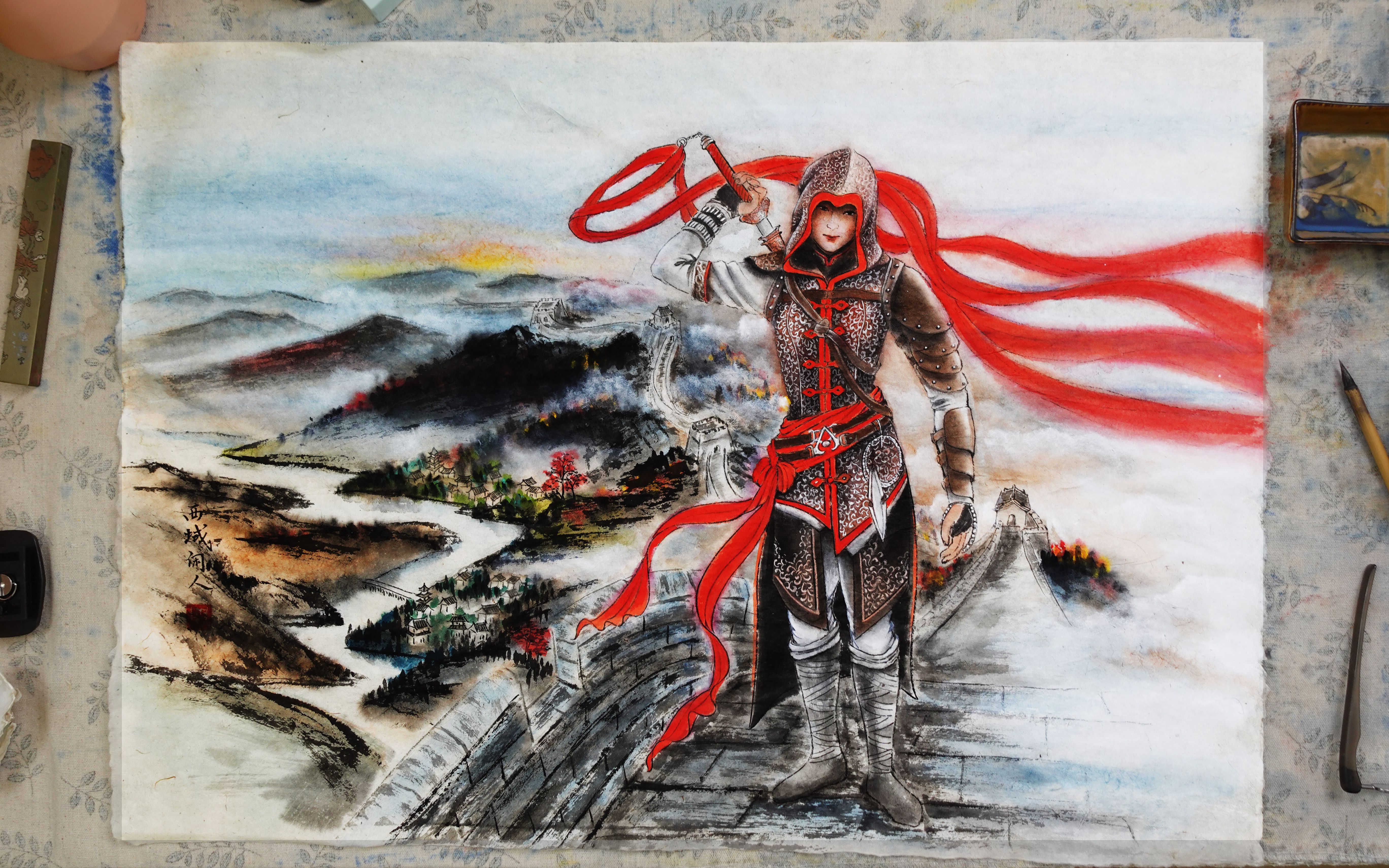 【刺客信条】用国画工兼写描绘中国刺客邵云