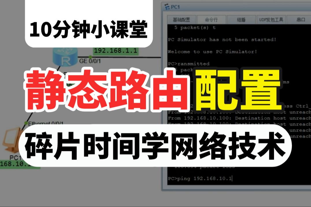 10分钟学会静态路由配置?网络工程师带你用碎片时间轻松掌握路由概念丨静态路由概念丨静态路由实验配置!哔哩哔哩bilibili