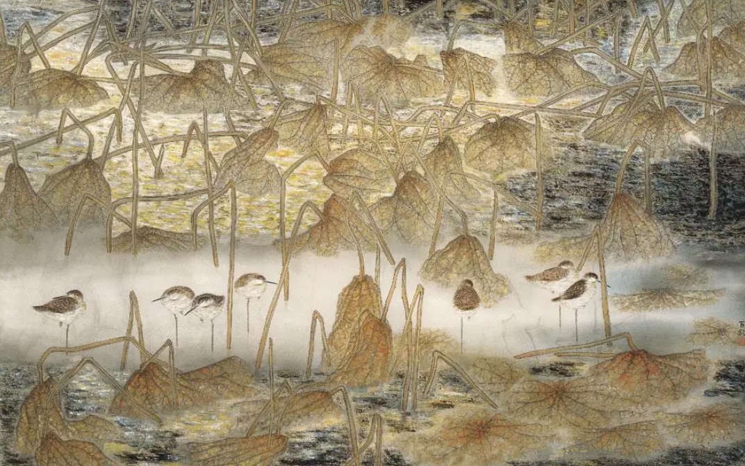 苏百钧老师《愁绝水一方》创作解读147cm*178cm横幅 绢本 1997年 荷塘