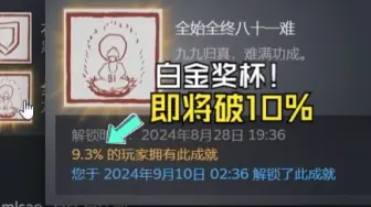 黑猴再无稀有成就！全成就比例将突破10%！