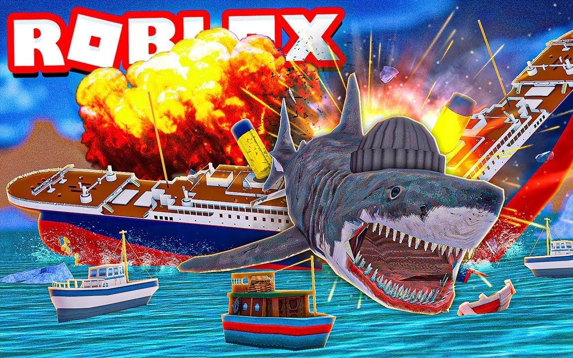 roblox鲨口求生 泰坦尼克号遭遇鲨鱼攻击 灰狼解说