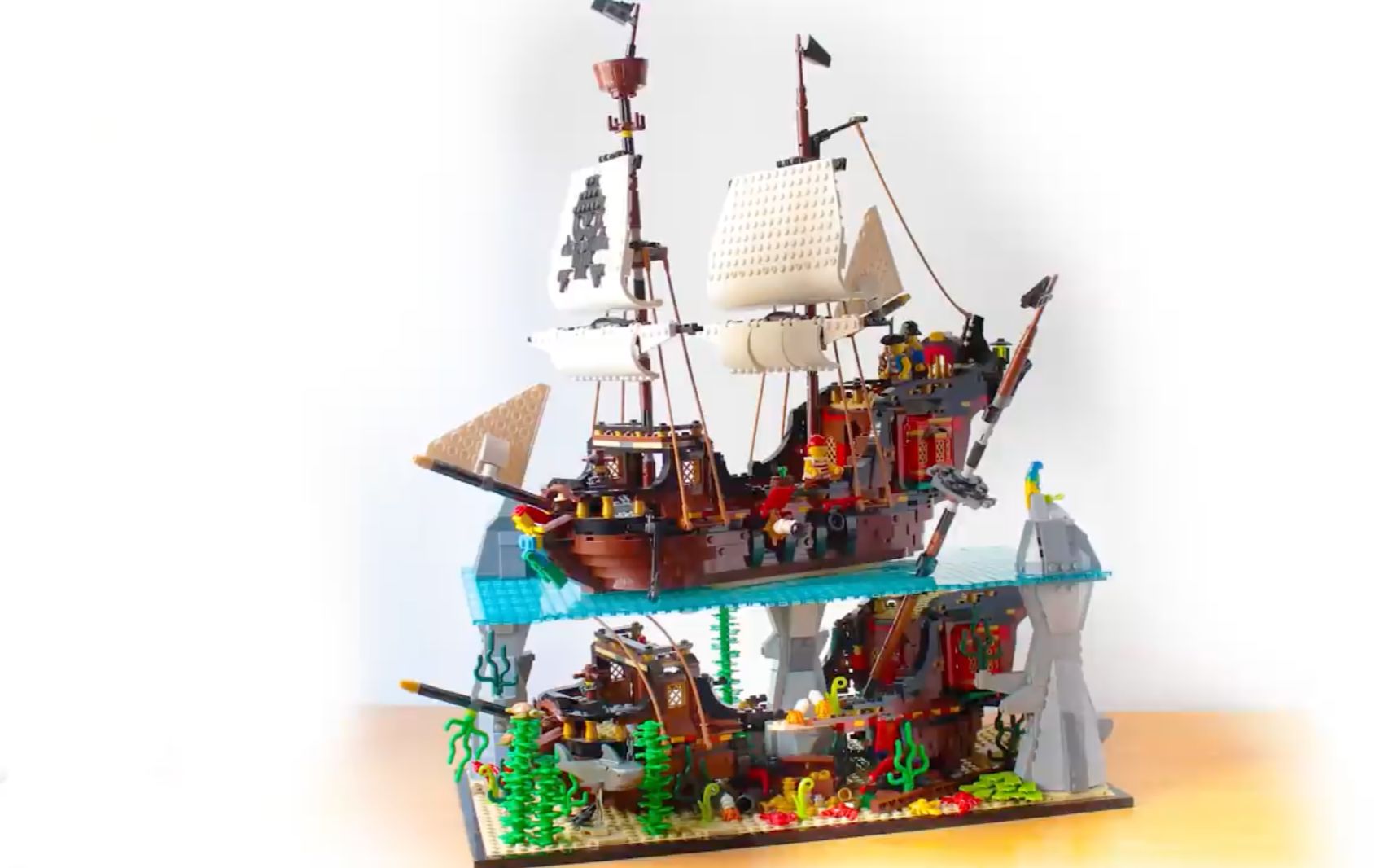 乐高moc教程 沉没的海盗船 场景拼搭指南