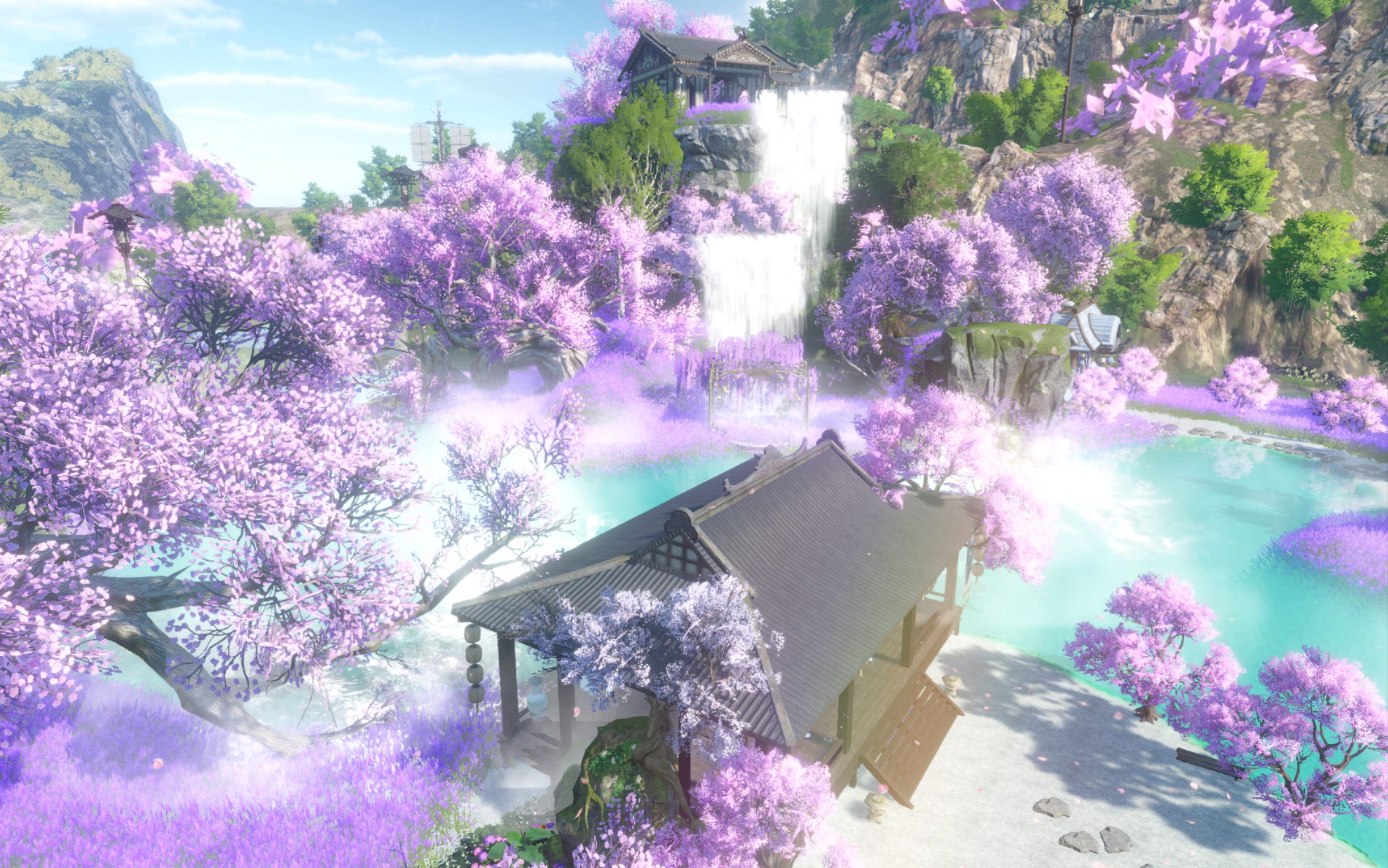 【逆水寒手游】一晚上爆肝出的唯美仙境庄园《桃花源记》.