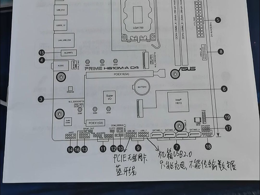 华硕a68hme主板接线图图片