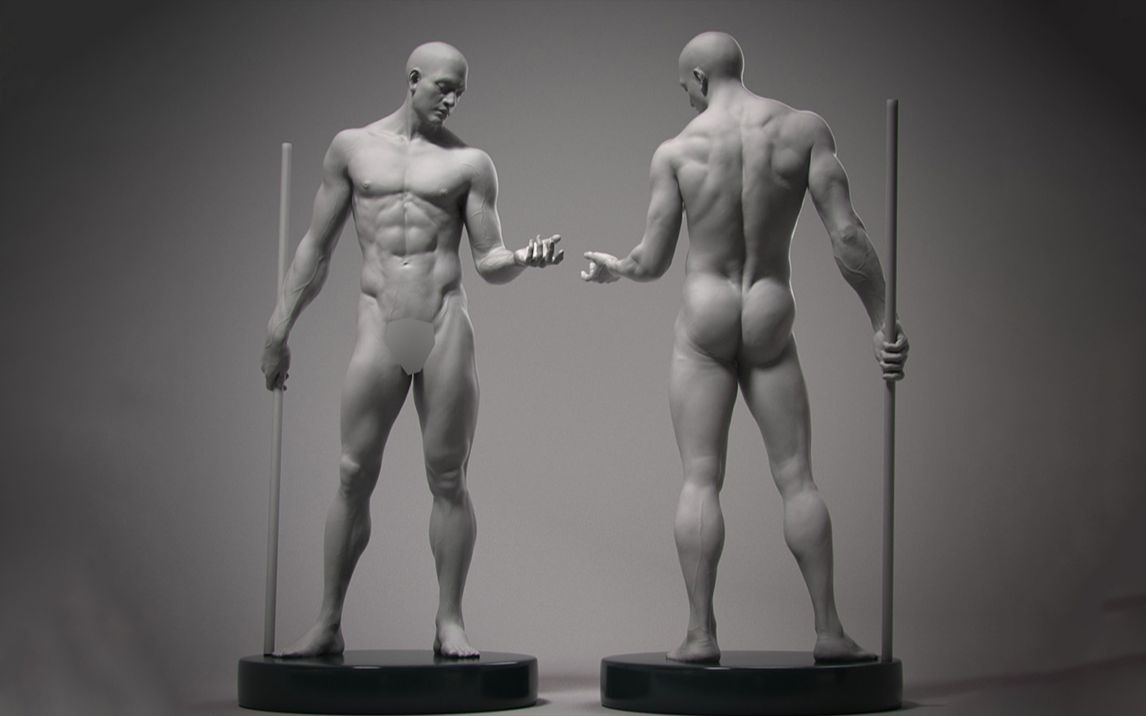 3Dmax+zbrush男性裸模制作,box到裸模全流程详讲,人体建模体块,比例讲解,肌肉线条精雕.哔哩哔哩bilibili