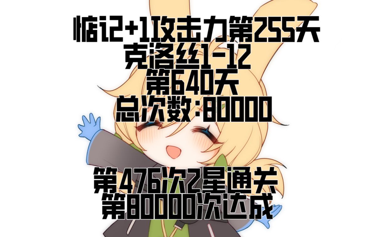 克洛丝112第640天《80000纪念》总次数:80000收到的加油:67517明日方舟