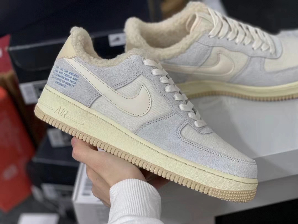 加绒羊羔毛 nk air force 1 空军一号 牛仔蓝白
