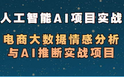 【人工智能AI项目实战教程】价值5888元的AI推断实战项目、电商大数据情感分析实战应用——AI大佬一次讲解清楚!哔哩哔哩bilibili