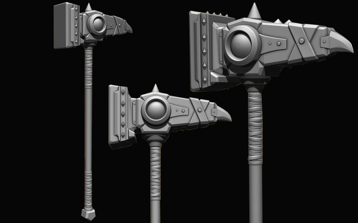 【3dmax 制作武器】3dmax机械风格锤子中高模制作;全程无倍速,从头