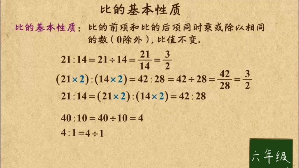 [图]六年级数学上册同步讲解《比的基本性质》，跟我轻松学数学。