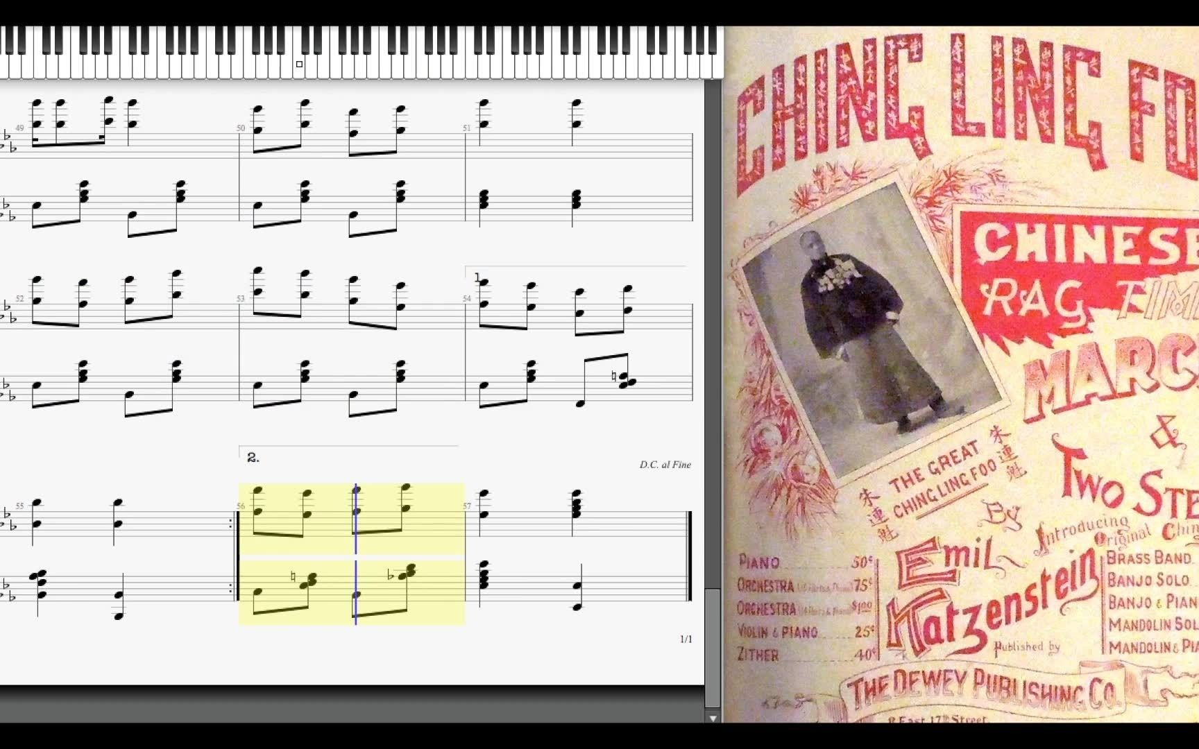 [图]1899年，有人以Ching Ling Foo的名字创作了一首拉格泰姆舞曲