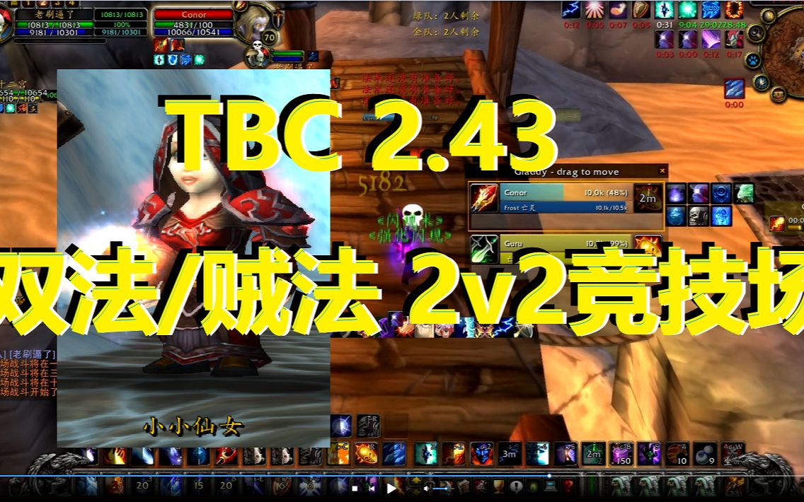 魔兽世界TBC2.43仙女大大奥法盗贼2V2竞技场贼法法奥火法PVP哔哩哔哩bilibili