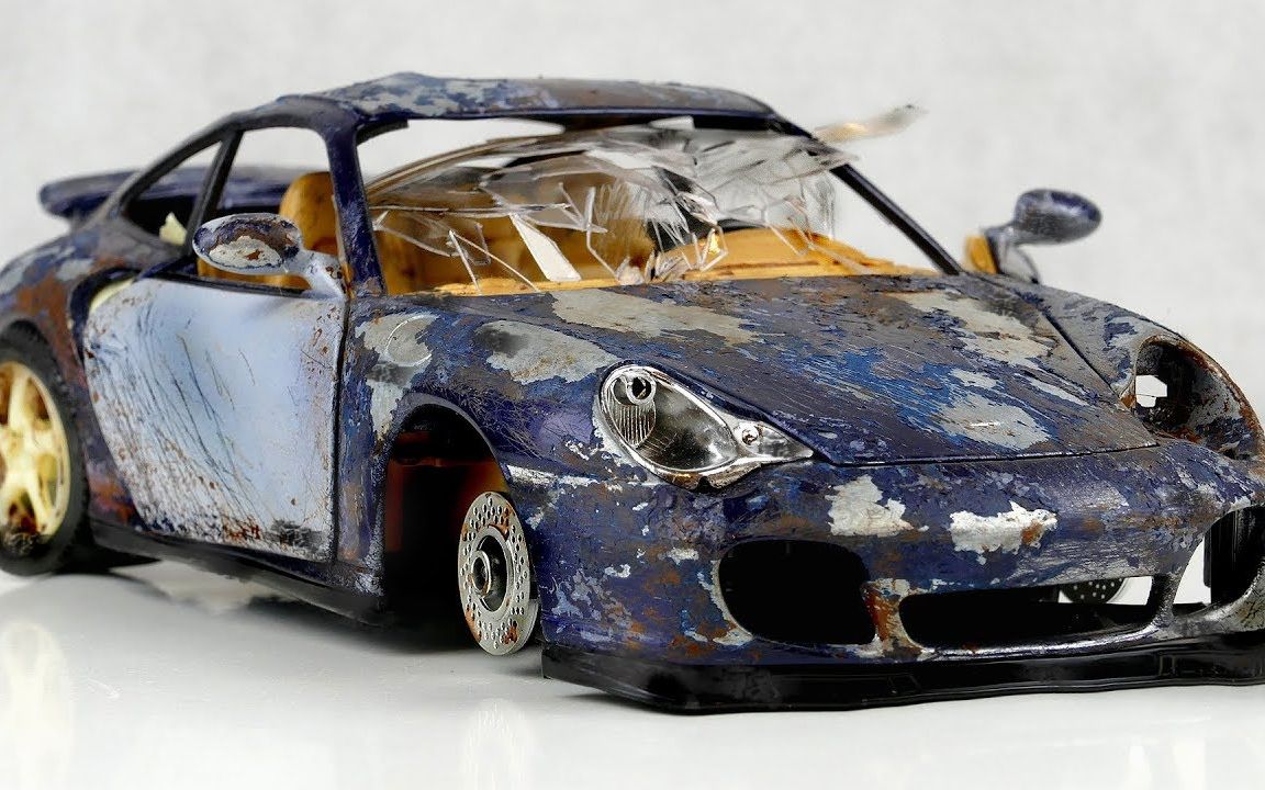 goodrestore翻新和改造破旧的保时捷911合金小车