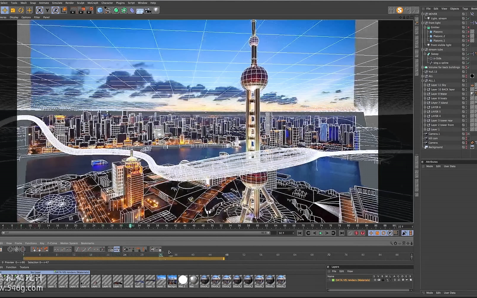 [图]C4D教程C4D数字绘景C4D Matte Painting 实例教程 《CUBE培训李宁晖讲解C4D数字绘景城市制作》