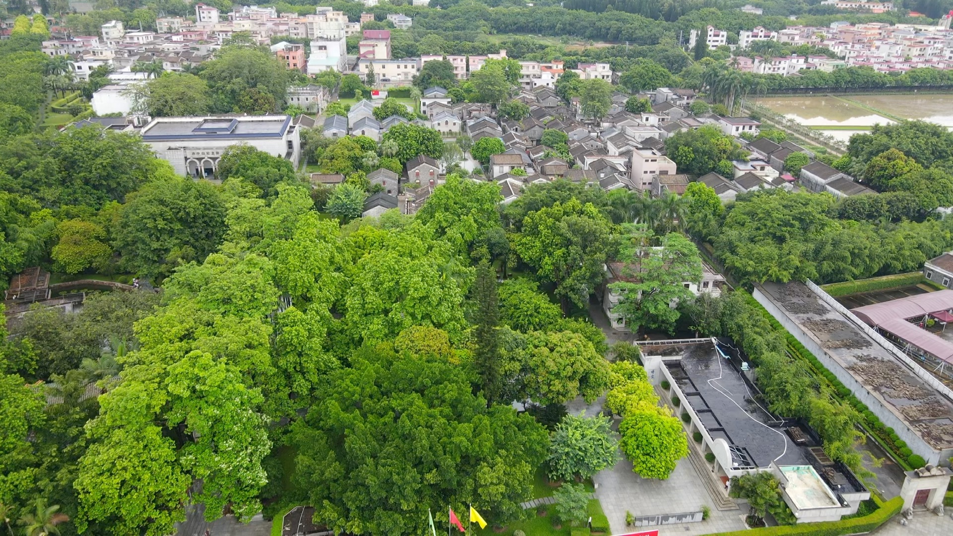 航拍广东中山翠亨伟人故居风貌