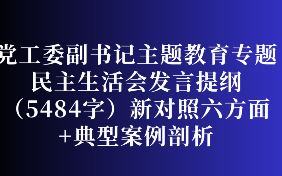 党工委副书记主题教育专题民主生活会发言提纲(5484字)新对照六方面+典型案例剖析哔哩哔哩bilibili