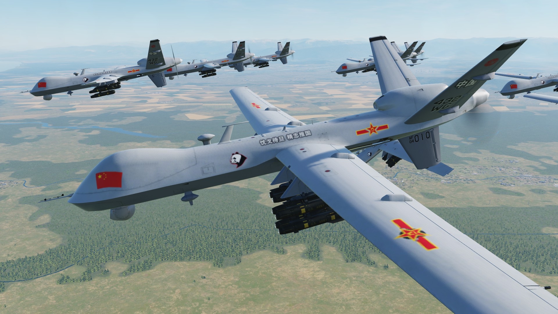 20架国产猎鹰侦察机,打击t90高原坦克编队,场面壮观:游戏动画