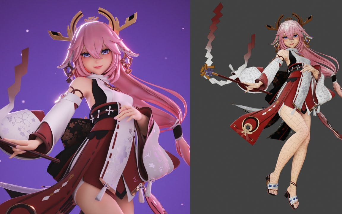 023d动漫人物建模making anime girl 3d model in blender 3.