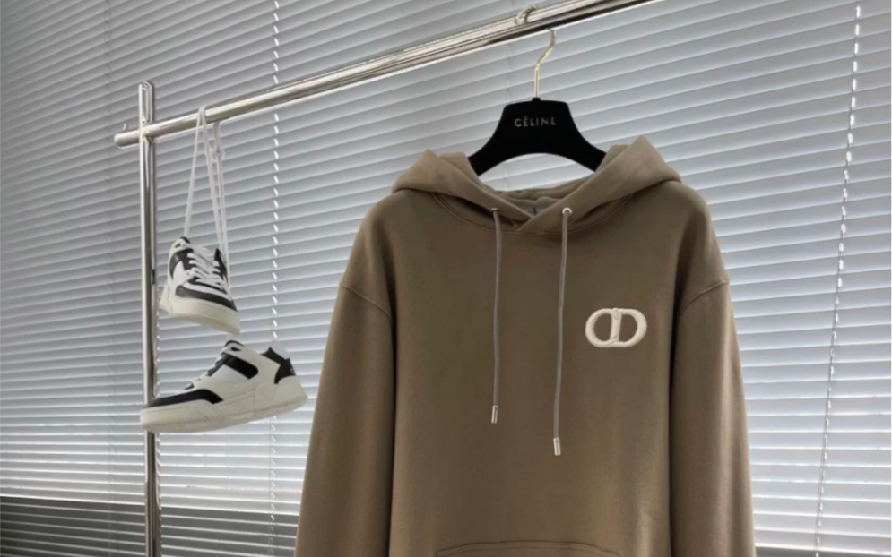 dior迪奥原单胸口刺绣cd字母logo连帽衫套头卫衣男女情侣同款