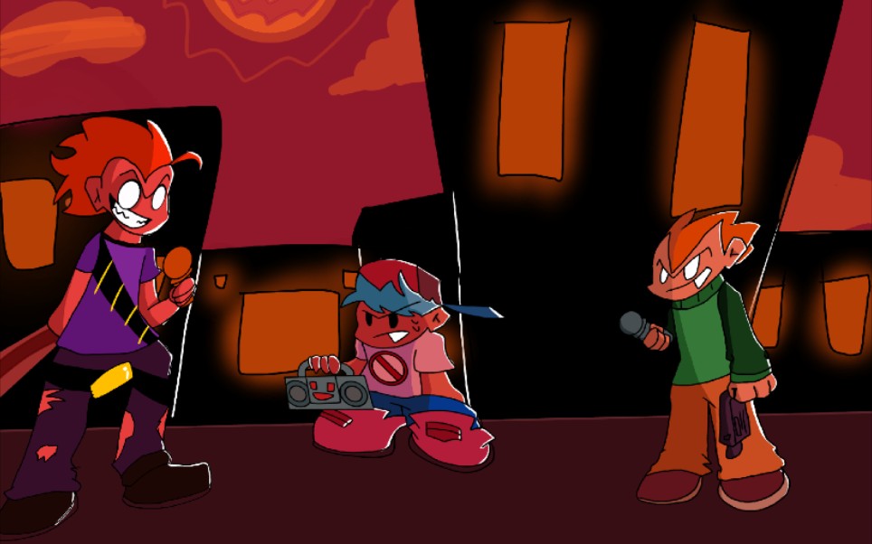 fnf 优质mod:picos school week 2 vs piconjo pico死敌指绘_哔哩