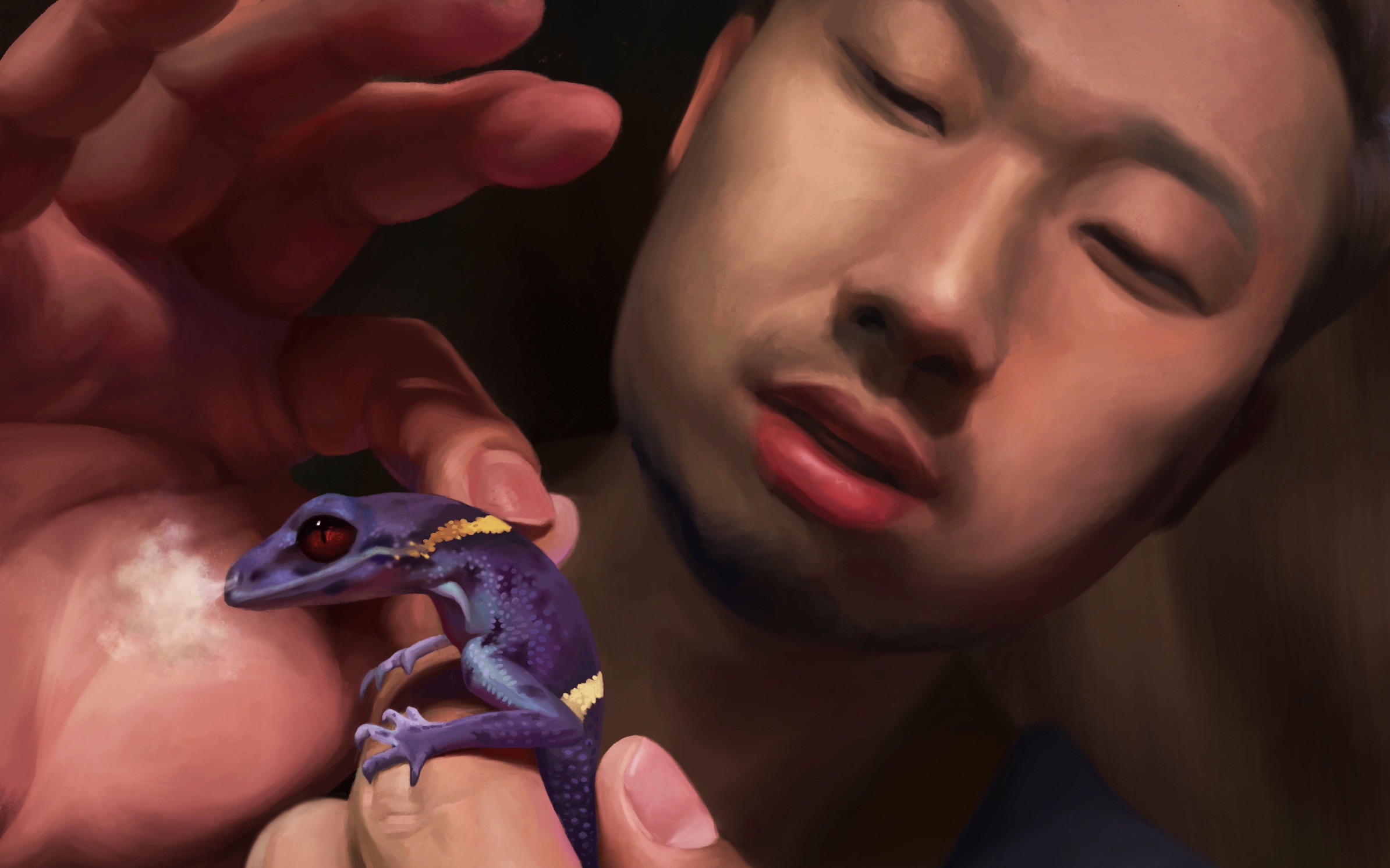 张辰亮老师(右一)与生气的周氏睑虎