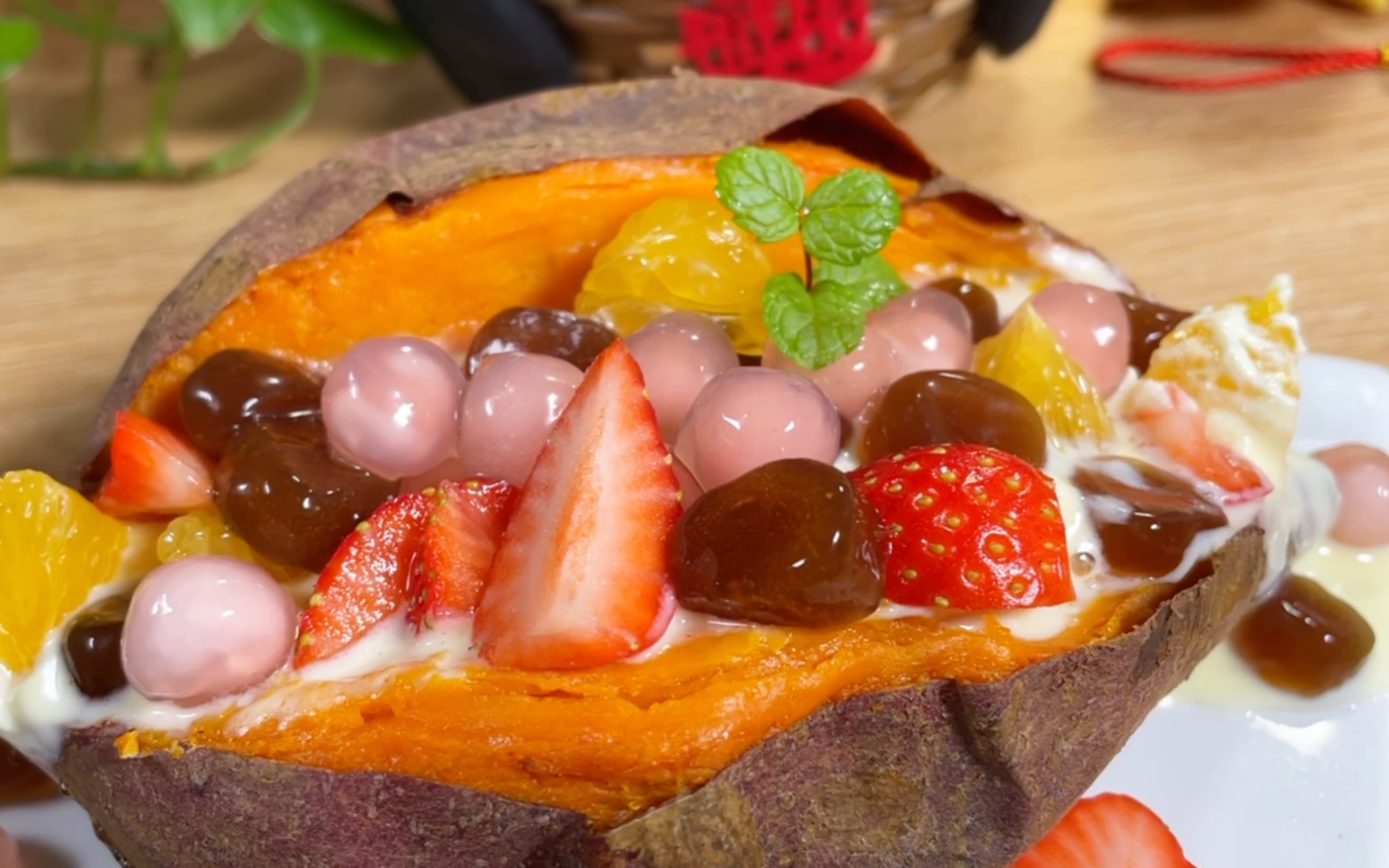 过年甜品花式烤红薯,软糯香甜奶香十足,仪式感满满,年夜饭必备