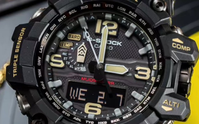 卡西欧大泥王黑金手表男gshock太阳能电波gwg1000gb运动男表 #卡西欧