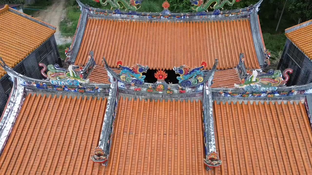 航拍:广东河源紫金【冼氏宗祠】风水宝地喝形【五马归槽】