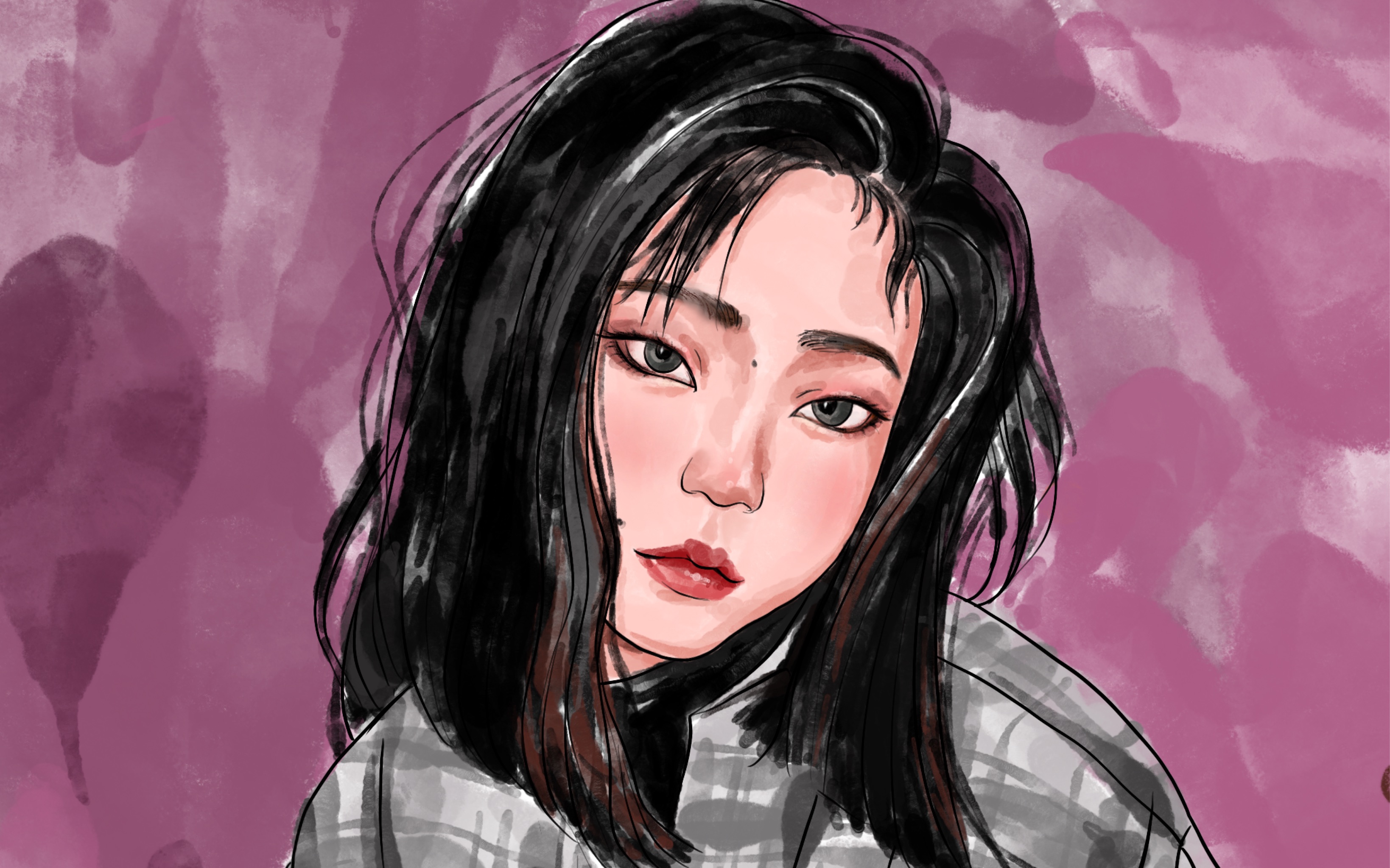 procreate水彩头像板绘绘画过程人物头像