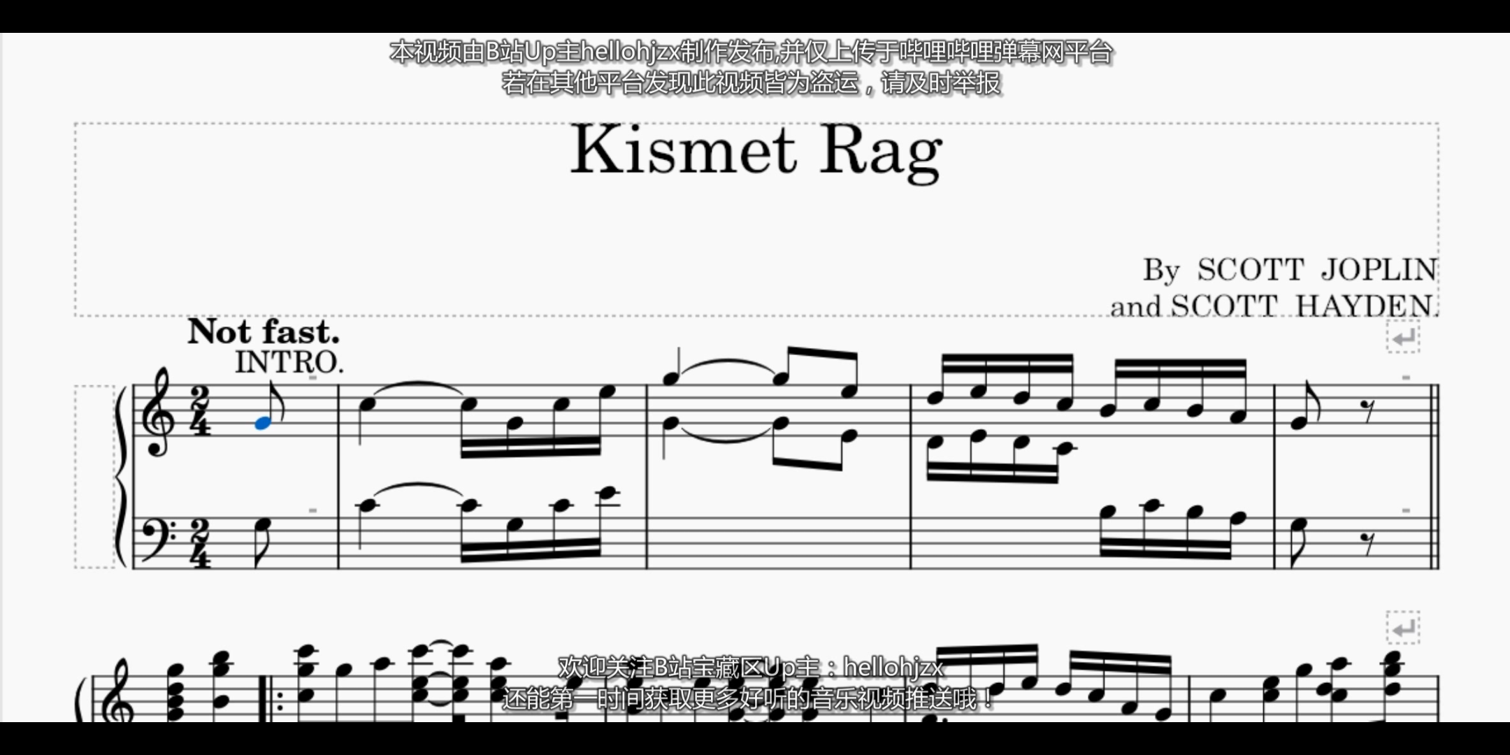 [图]乔普林：原版《命运的雷格舞曲（天命雷格）》-Joplin & Hayden:Kismet Rag（1913年与斯科特·海顿合著出版的晚期拉格泰姆二步舞曲