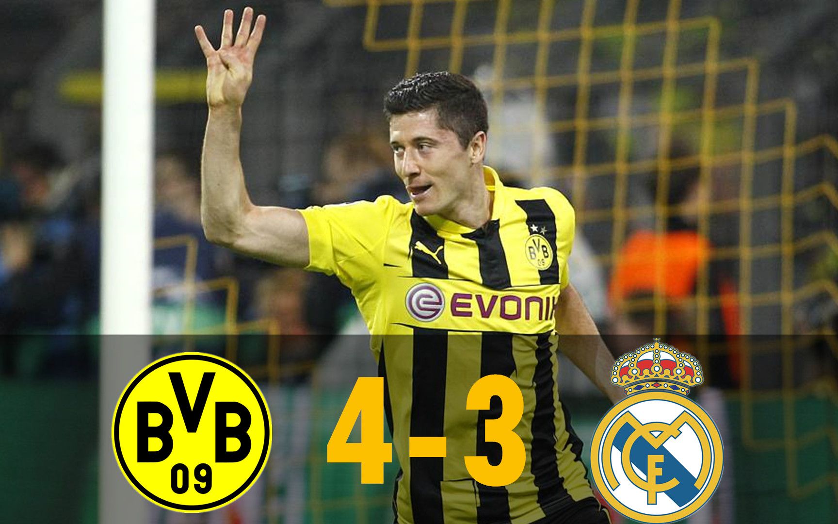 2013年多特蒙德4-3皇家马德里,莱万疯狂大四喜,多特击破皇马