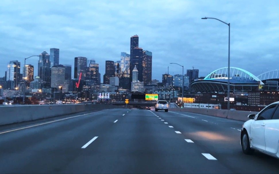 [图]傍晚驾驶在西雅图市中心 - 美国街景｜Seattle 4K - Sunset Drive - Driving Downtown