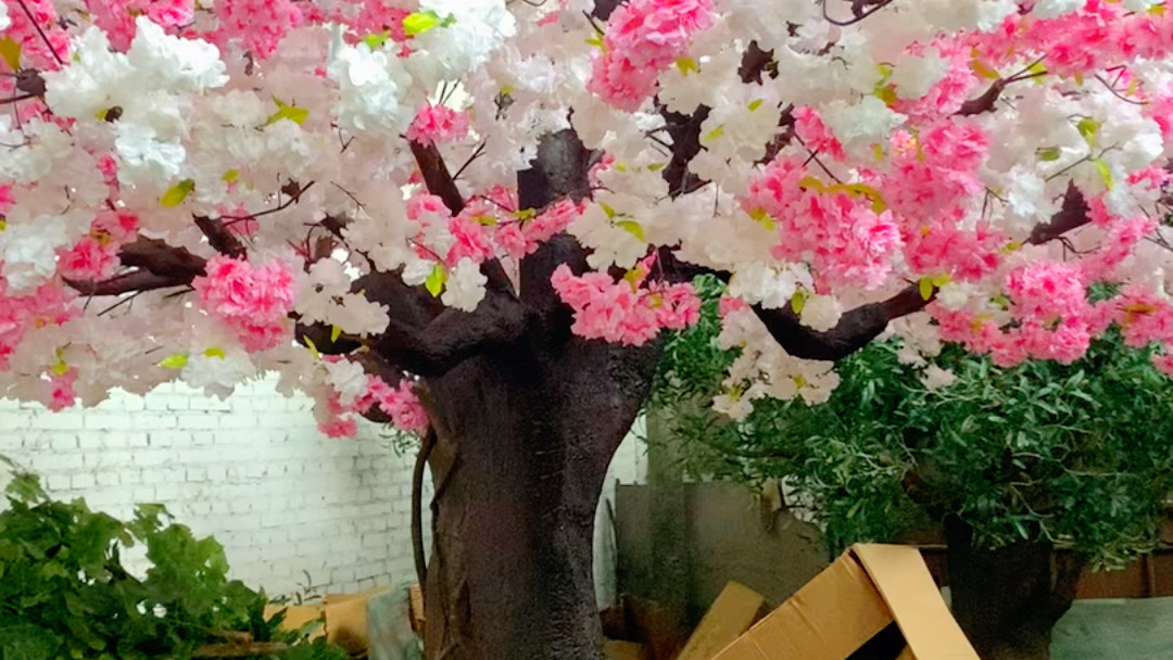 室内餐厅商场装饰假树仿真樱花树桃花树舞台橱窗美陈道具定制