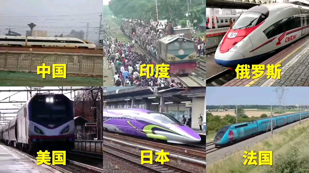 不同国家的列车,中国列车速度飞快,印度列车上挂满了人