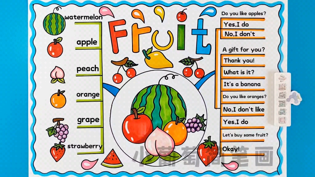 三年级下册英语第五单元水果思维导图,有线稿可打印三下pep英语水果