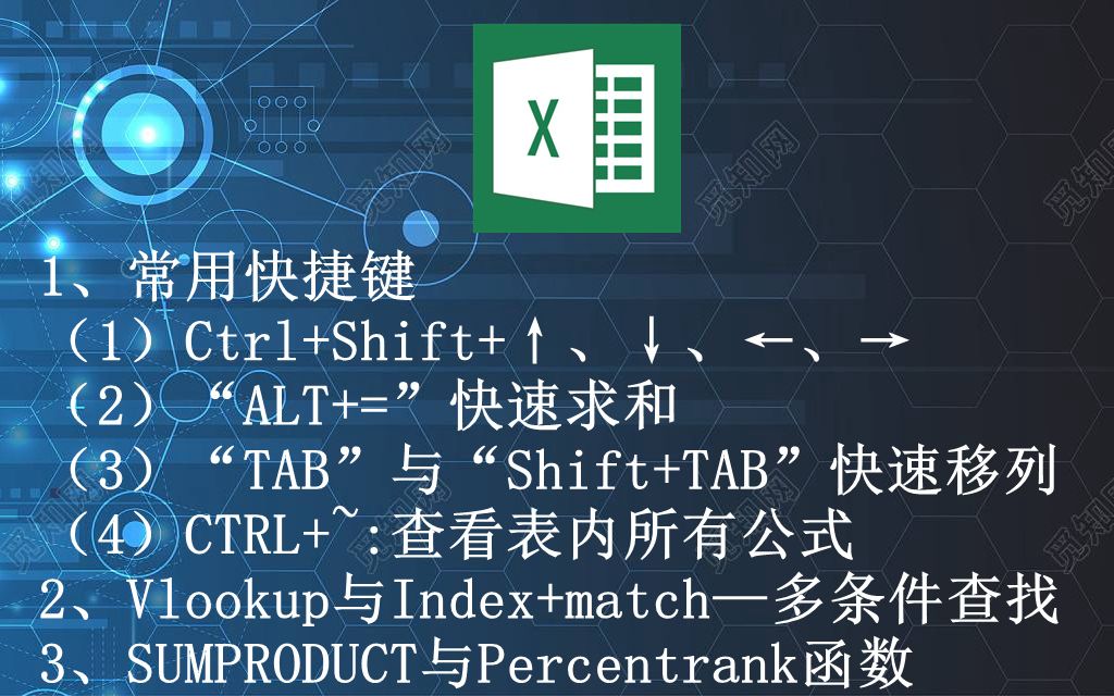Excel办公实用技巧分享(2):1、常用快捷键;2、vlookup与Index+match多条件查找;3、SUMPRODUCT函数与percentrank函数哔哩哔哩bilibili
